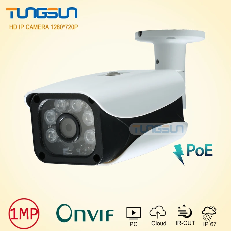 

New 48V POE IP Camera720P Security Home CCTV IR 6 Array LED Bullet Metal Waterproof Outdoor Onvif Network Surveillance Camera