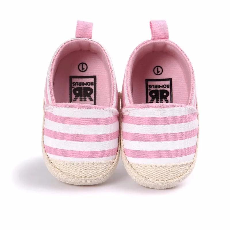 Новая симпатичная детская обувь для девочек и мальчиков, полосатые туфли, милые детские туфли для малышей, на мягкой подошве, для малышей 0-18
