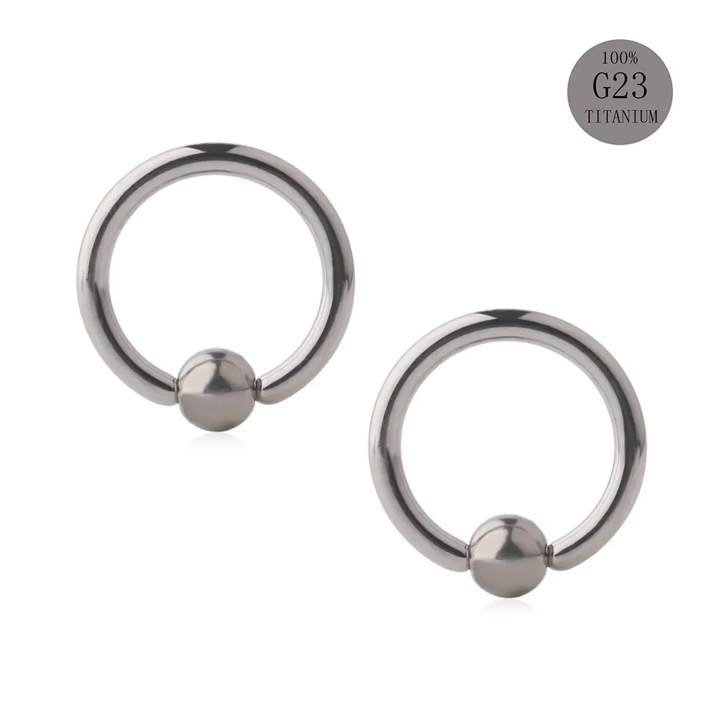 

Grade 23 (G23) Titanium Captive Bead Rings PA Nose Belly Eyebrow Tragus Lip Ear Nipple Hoop Ring BCR 16G 8mm,10mm,12mm 2PCS