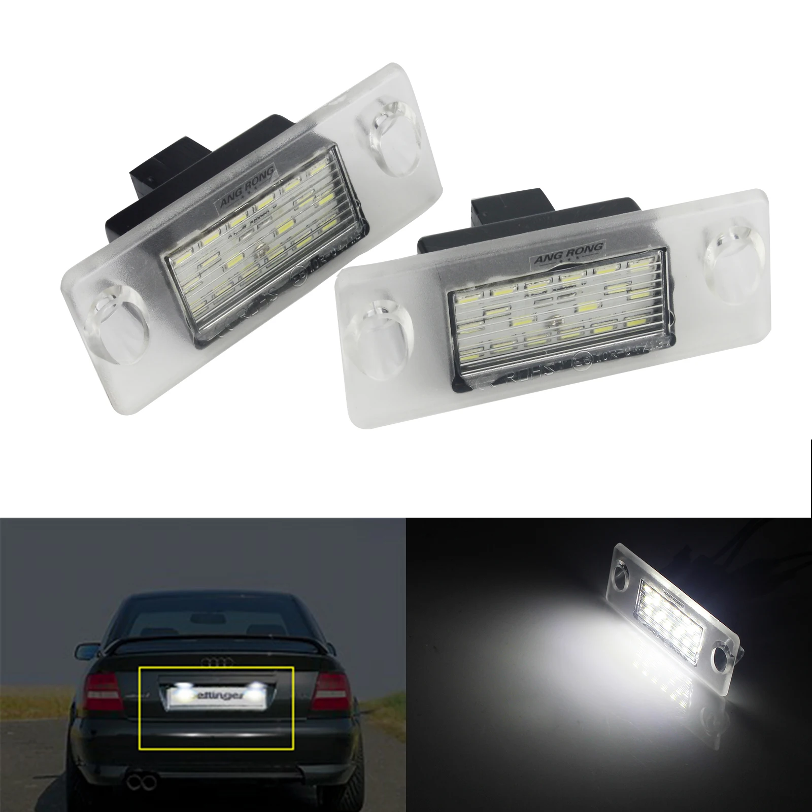 ANGRONG 2x LED License Number Plate Light Lamps Canbus For Audi A4 B5