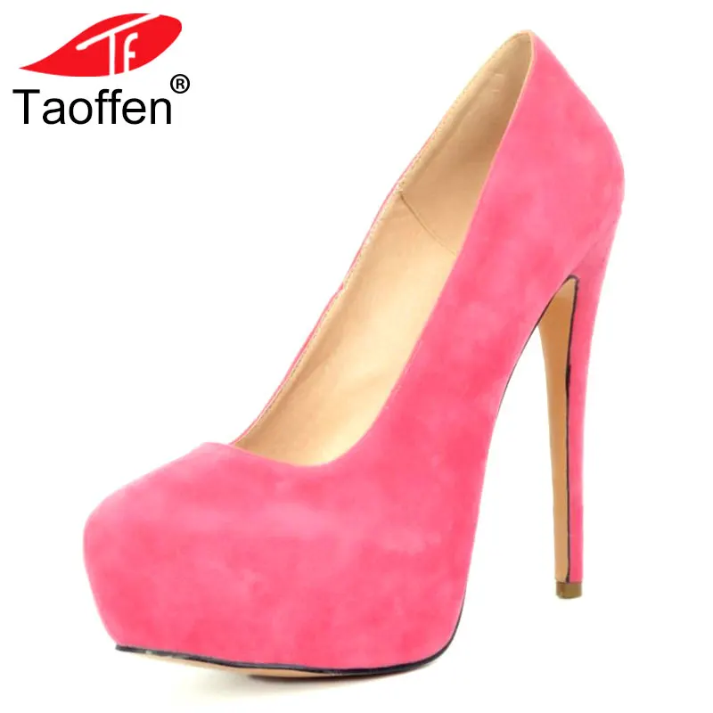 

TAOFFEN Plus Size 34-47 Brand Women Pumps Round Toe Super High Heel Shoes Women Sexy Platforms Women Party Dress Shoes Footwear