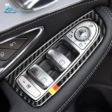 Скорости полета для Mercedes Benz W205 C класса C180 C200 C300 GLC аксессуары LHD углеродного волокна салона оконный переключатель охватывает