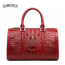 Новые женские сумки из натуральной кожи модные подушки Роскошные крокодил узор тисненые дизайнерские женские кожаные сумки