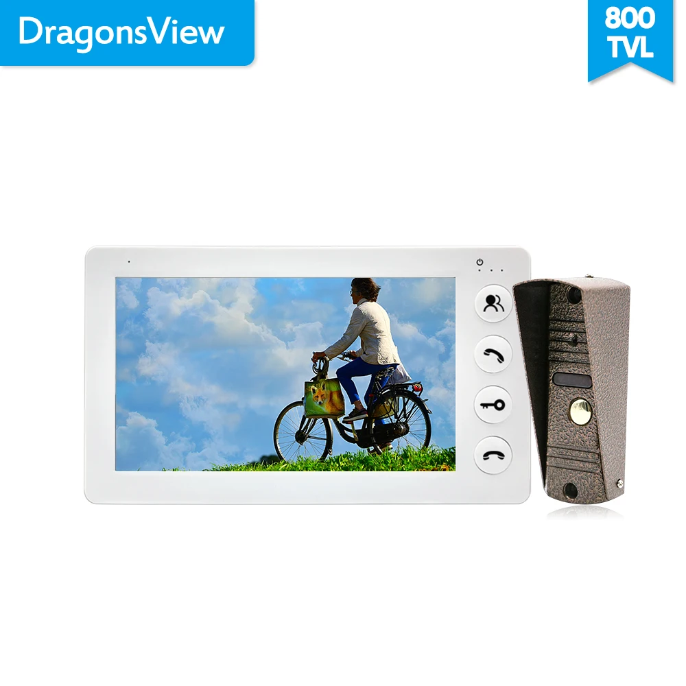  Dragonsview 7 Inch Video Door Phone Intercom System White/Black Video Door Entry Panel Intercoms fo