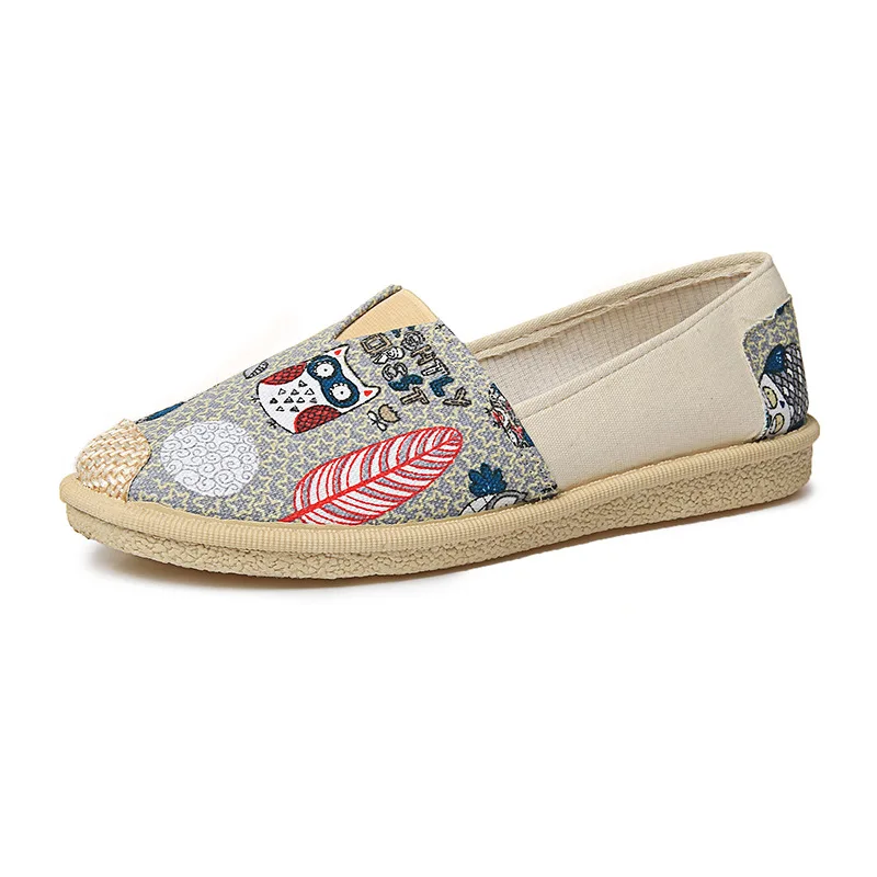 Glissent Femme De Mocassins Bande Femmes 2018 Toile Mode blue Dames Sur Plat Lzzf Mocasines Mujer Beer Dessinée Chaussures Casual Coréenne girl owl Zapatos WO8qwP8xFp