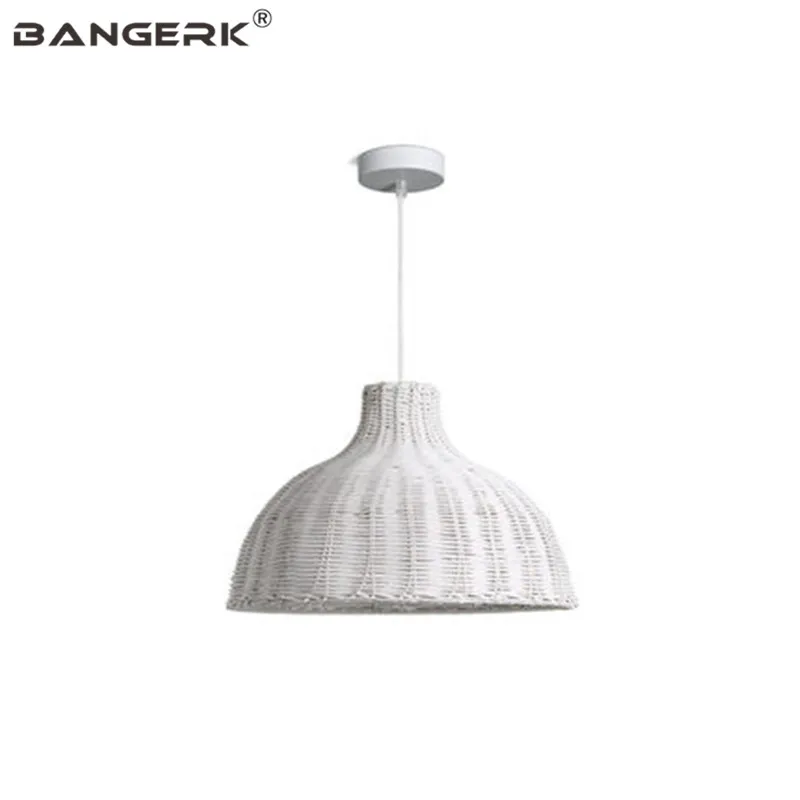 Американский кантри LED подвесной светильник из железного ротанга ткачество