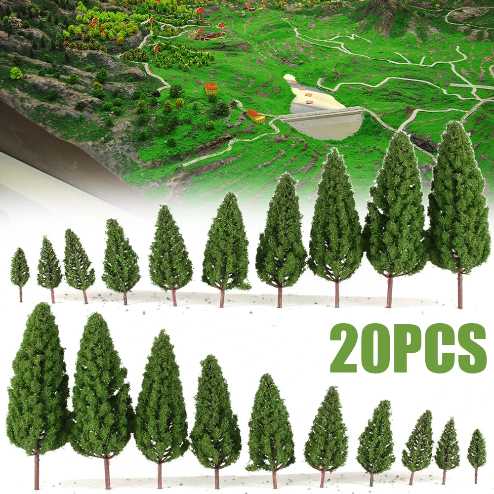 

20pcs/lot New 4.5-16cm Model Trees Tower Shaped Green Trees Model Garden Scenery Layout