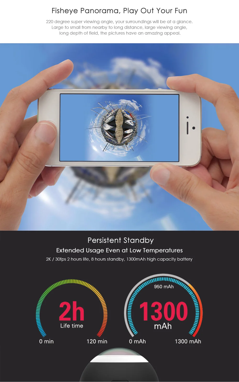 SJCAM SJ360 360 Degree Panorama WiFi Action Sport Camera Fisheye Lens 2K VR Video Recording