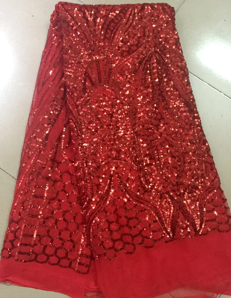 

Hot Selling Mesh red sequins lace fabric african cord Lace guipure lace Fabrics with High Quality sequins lace fabric