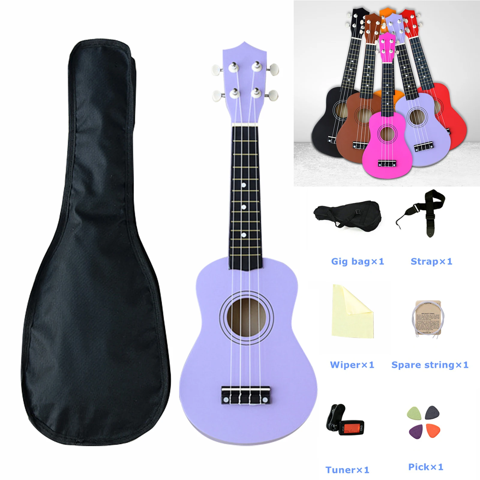 Soprano Concert Ukulele 21 Inch Solid Ukulele Kit Gitaar 4 Strings Guitar For Beginners Basswood