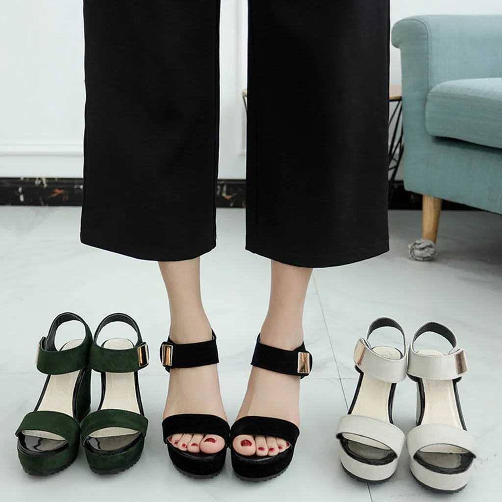 

2019 New Spring Summer Wedges Sandals Women's Fashion Casual Open Toe Platforms Peep Toe Sandals High Heel black green beige