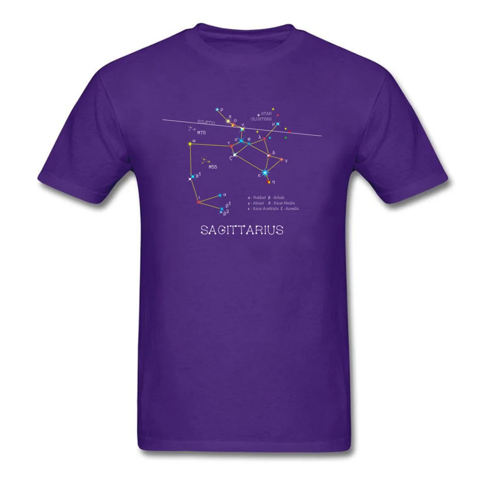 FamilyLeisure Short Sleeve Tees Father Day Brand Crewneck Pure Cotton T-Shirt Men Top T-shirts Zodiac Constellation Sagittarius  Zodiac Constellation Sagittarius purple