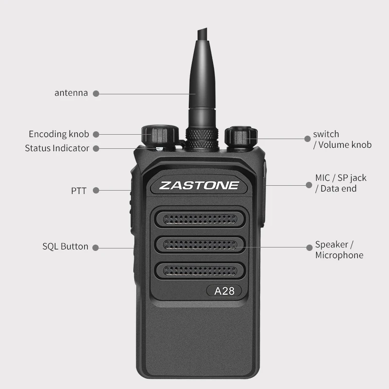 Zastone A28 10 Вт Профессиональная дальняя рация 10 км UHF 400-480 МГц двухстороннее Радиочастотное HF трансивер полицейское оборудование