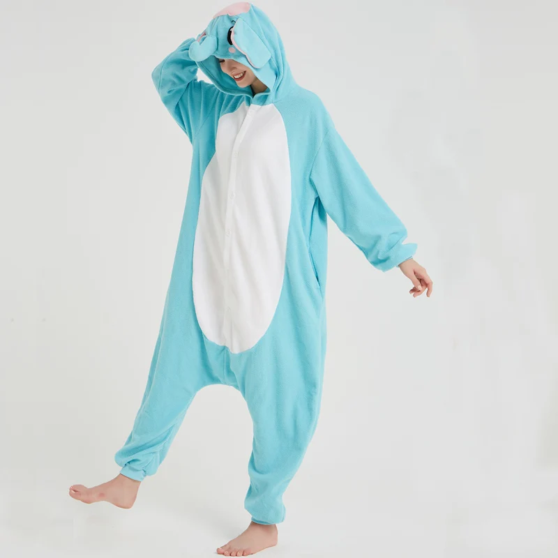 Elephant Adult Pajamas Polar Fleece Onesies Kigurumi For Halloween Pink One-piece Jumpsuit Siamese Cosplay Custome (7)