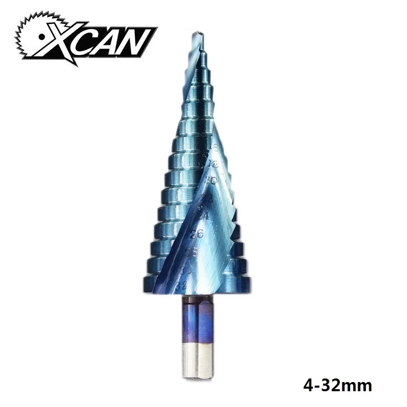 

XCAN 4-32mm HSS Nano blue Coated Step Drill Bit Drilling Power Tools Metal High Speed Steel Wood Hole Cutter Step Cone Drill
