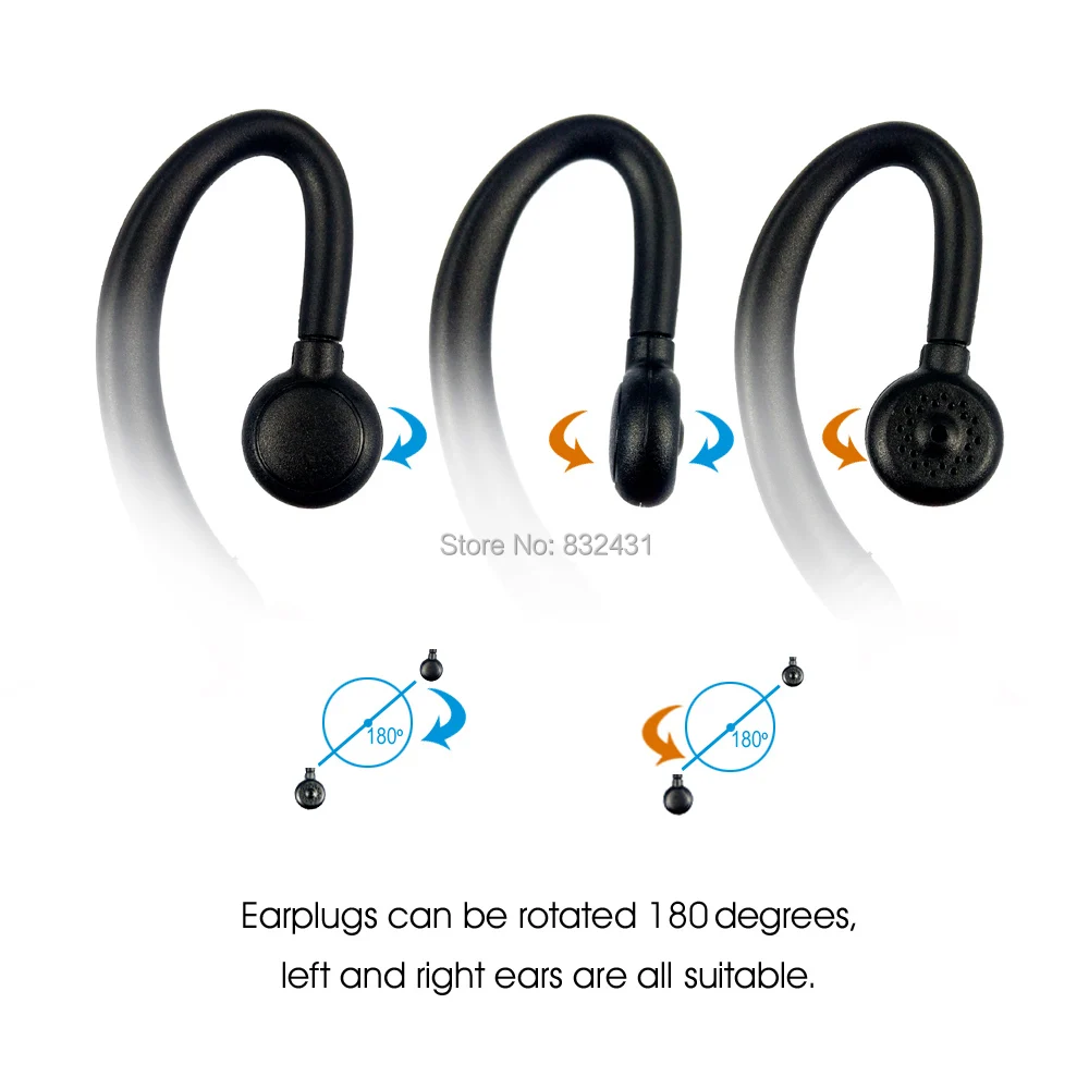 2 Pin Big PTT Knob Curve Earpiece Mic For Motorola Walkie Talkie 6