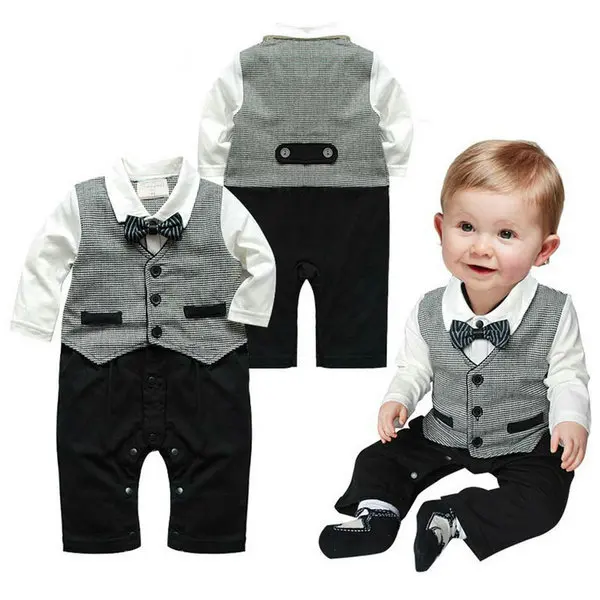 Hot Boy Baby Gentleman Formal Suit font b Romper b font Pants 0 18M One piece