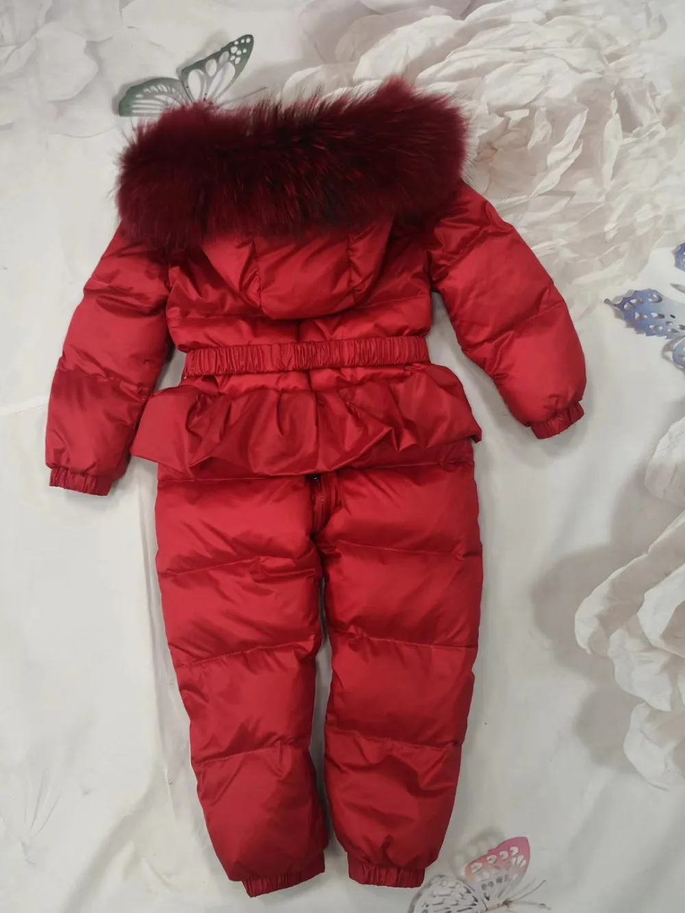 Зимний пуховик детский костюм на утином пуху, верхняя одежда детский зимний комбинезон с меховым капюшоном, пуховые пальто детский комбинезон, комбинезон, лыжный костюм