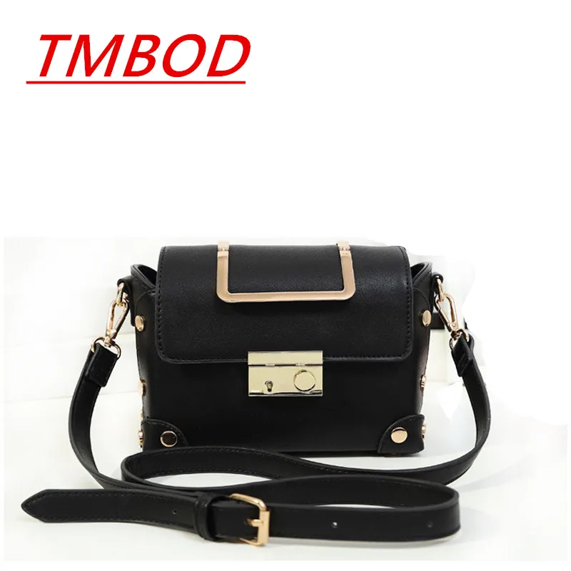 

TMBOD2017 new shoulder messenger bag ladies fashion business style solid handbag hardware square small package.y341