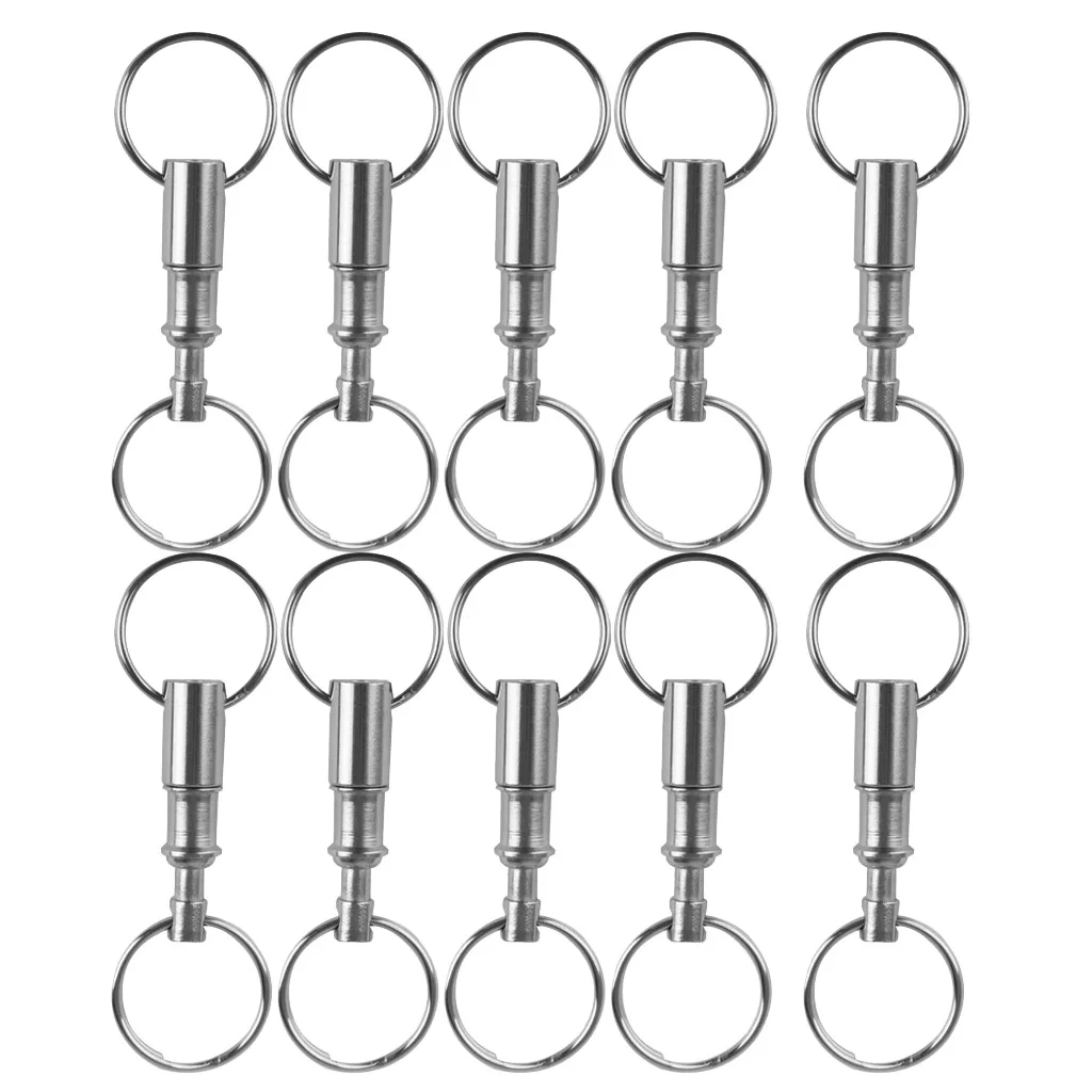 

10pcs Dual Detachable Keychains Quick Release Pull-Apart Outdoor Travel Key Rings Accessory Lock Holder with Two Split Rings