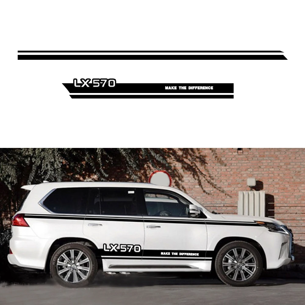 DIY пользовательские кузова в полоску Стикеры s для Lexus LX570 две стороны тела наклейка логотип Стикеры украшения наклейки Racing Стикеры 200 см