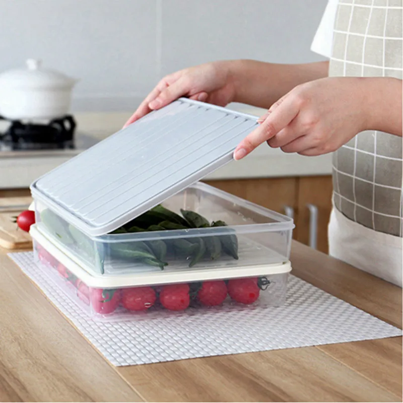 

Refrigerator Food Storage Container with Lid Sealed Crisper Food Fresh Keeping Egg Fish Storage Box Kitchen Supplies Storage Box