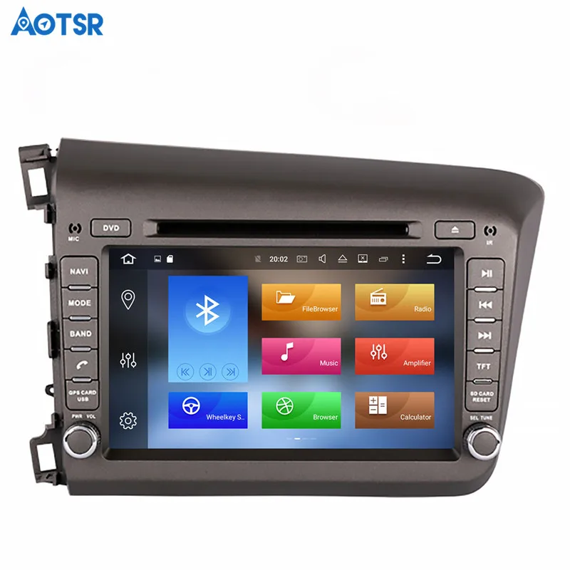 Cheap Aotsr Android 8.1 GPS navigation Car DVD Player For Honda Civic left 2012 2013 multimedia 2 din radio recorder 4GB+32GB 2GB+16GB 1