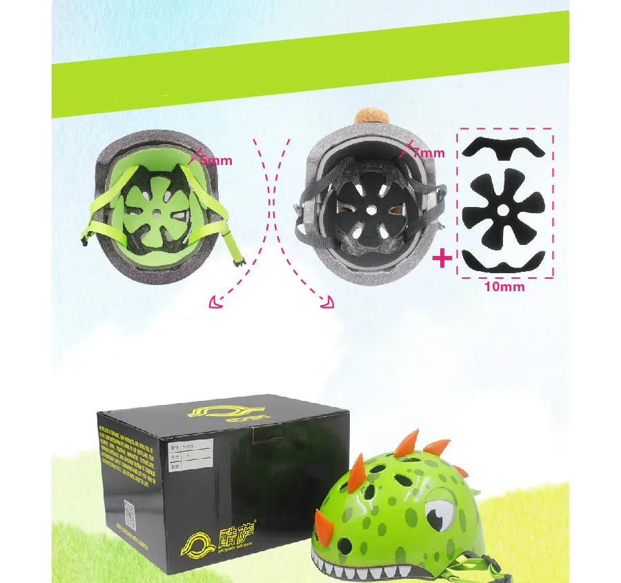 Children bicycle helmet cute cartoon animal safety PC + EPS helmet children riding bicycle skating scooter outdoor sports helmet