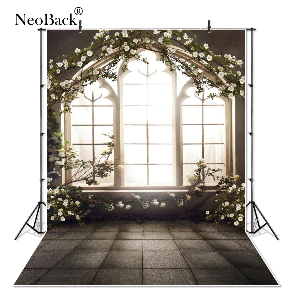 Neobackフランスアーチ窓花の写真結婚式のスタジオ背景プリントビニール写真撮影屋内スタジオの背景p1048 Studio Backdrop Wedding Studio Backgroundarch Window Aliexpress