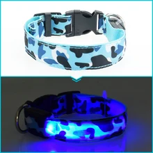 Camouflage flexible length 35 60cm LED lamp dog collar with 7 colors strip light style flash