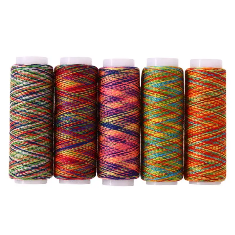 Rainbow Sewing Thread 100% Polyester Hand Quilting Embroidery Sewing Thread Rainbow Series for Home DIY Sewing Hand Stitching OverLock 3000 Yards 