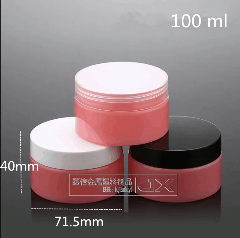 

30 pcs Free Shipping 100 150 200 250 ml Empty Pink Plastic Bottles black white Clear Cap Candy Powder Spices Containers Bank
