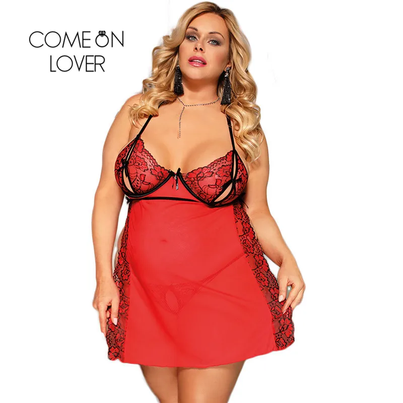 Comeonlover Rot Baby Puppe Kleid + G string Plus Größe 3XL 5XL Dessous Feminina Seite Split Sexy Nachtwäsche Kleid Kostüme RE80746 Comeonlover Rot Baby Puppe Kleid + G string Plus Größe 3XL 5XL Dessous Feminina Seite Split Sexy Nachtwäsche Kleid Kostüme RE80746
