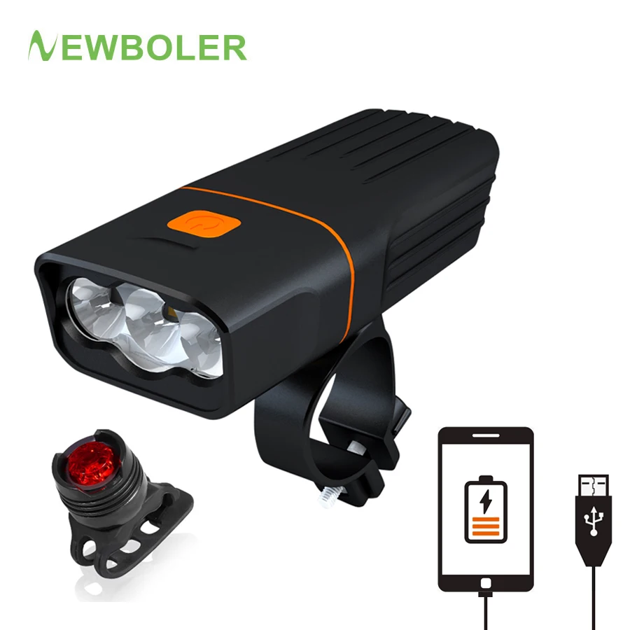 Cena NEWBOLER 5200 mAh rower lekki powerbank rower przednie światła lampka usb z możliwością ładowania jazda na rowerze tarkawodoodpornal akcesorium rowerowe