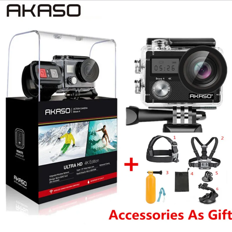 Водонепроницаемая Экшн камера AKASO Brave 4 Wi Fi Ultra HD 4K видеокамера для дайвинга