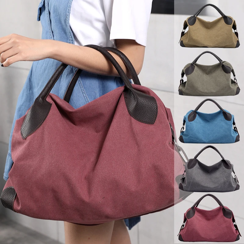 

2018 Rushed Zipper Solid Bolsas Feminina Bolsos Mujer New Canvas Shoulder Slung Large Capacity Casual Handbag Retro Bag Female