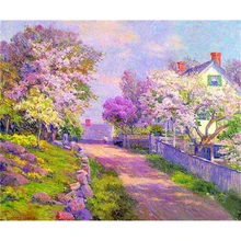 YIKEE декоративная картина маслом на холсте по номерам, Раскраска по номерам деревенский пейзаж