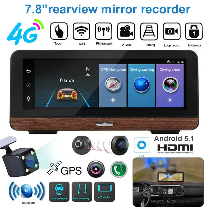 

Car DVR Camera Auto 7.84in Touch Screen Rearview Digital Video Recorder Dual Lens Camcorder Bluetooth Car Dash Cam GPS Antenna