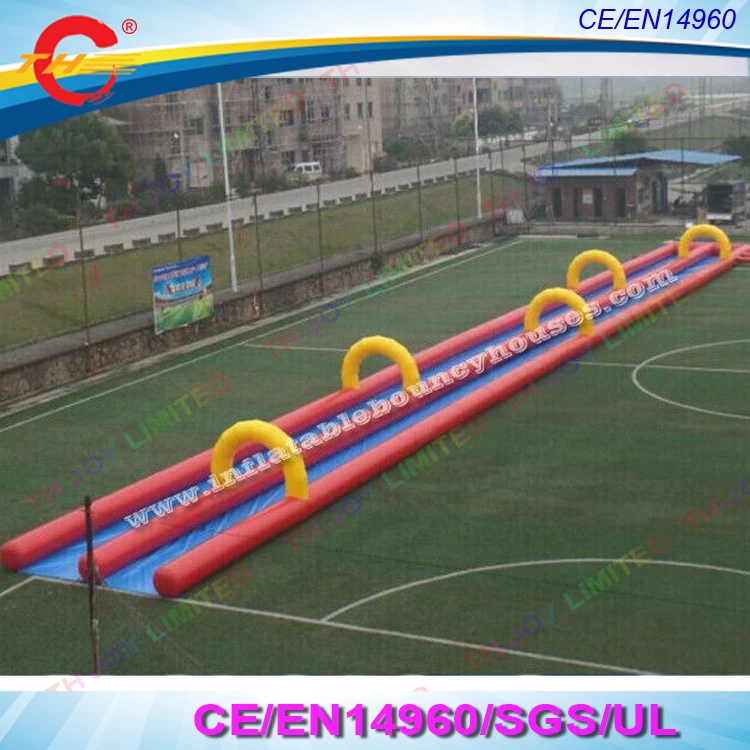 Double Lanes Long City Slide Inflatable Slip N Slide For Adult