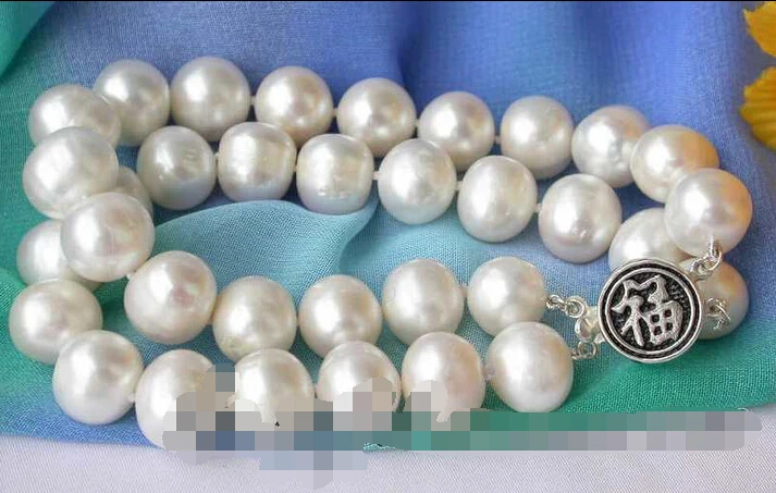 

z2835 2row 12mm round white freshwater pearl bracelet 925silver @^Noble style Natural Fine jewe SHIPPING new >>free shipping