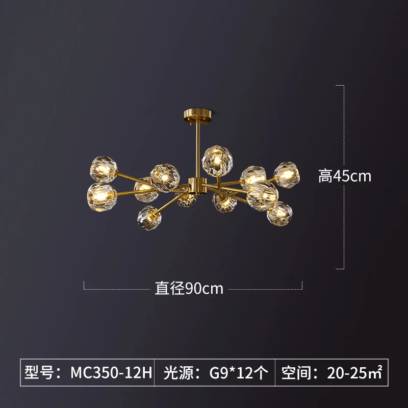 Современные подвесные потолочные лампы Светодиодные хрустальные подвесные светильники, люстра для гостиной, столовой, подвесной светильник - Цвет корпуса: 12 Heads