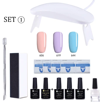 

UR SUGAR 10Pcs Everything for Nail Tool Set UV LED Lamp Nail varnish Gel Base Top Coat For Nails Art Decoration Design