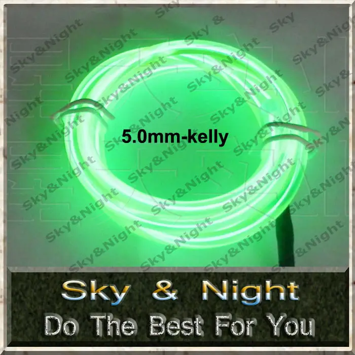 Best Price Kelly/green soft light Neon flexible 50M el wire 5.0mm +220v Inverter +Free shipping ten colors are available