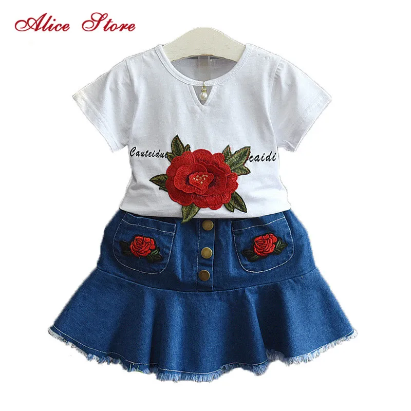 Alice 2018 повседневная детская одежда для девочек с вышитыми розами топ короткими