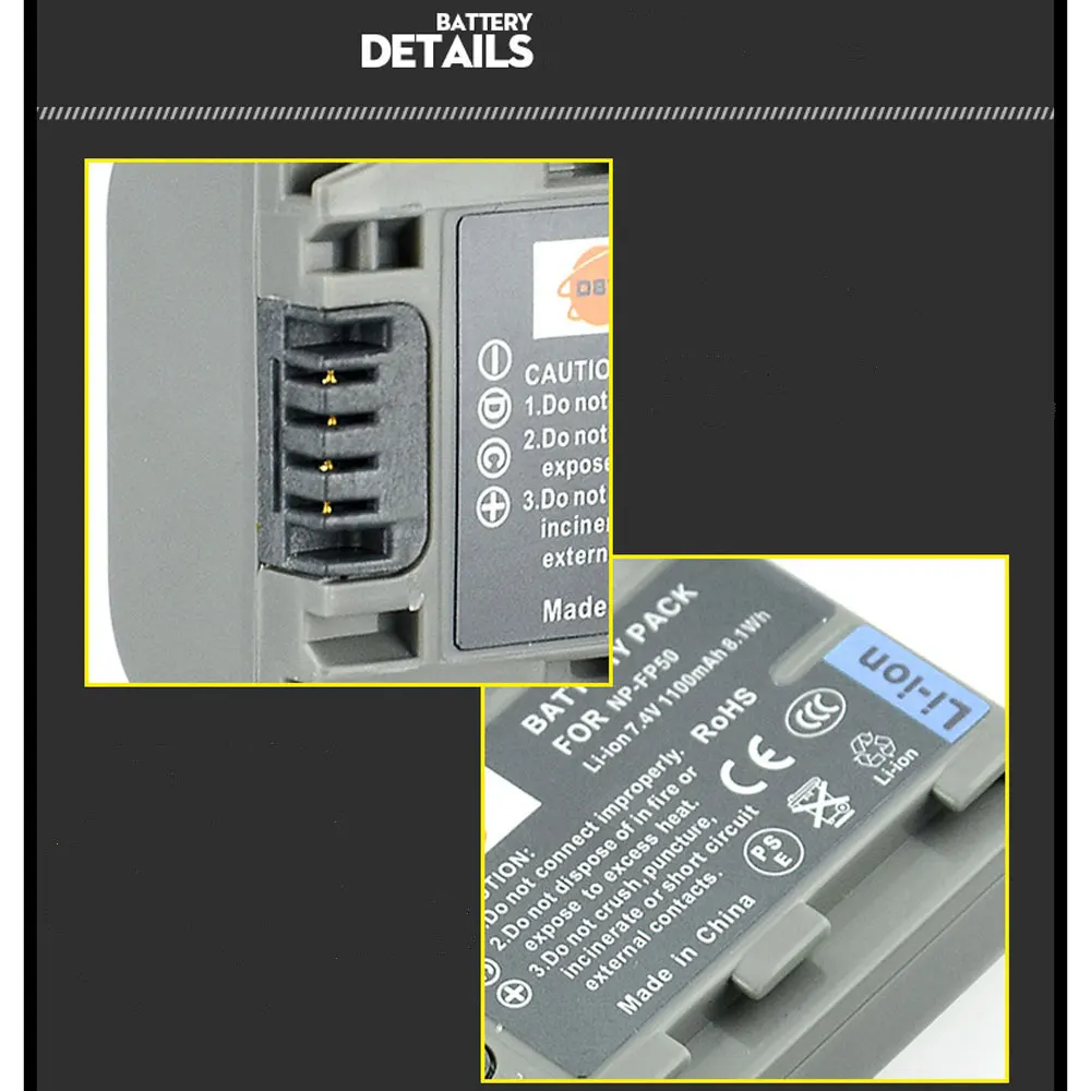 1 шт 7,4 V 1100 mAh NP-FP50 NPFP50 NP FP50 полный декодирования Батарея для sony DCR-HC30 40 43E 65 85 94E 96 DCR-SR30 hdr-cx 190 e