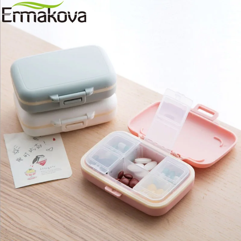 

ERMAKOVA 6 Compartments Pill Medicine Organizer Travel Pill Vitamin Box Medicine Holder Pill Container Case Box Dispenser