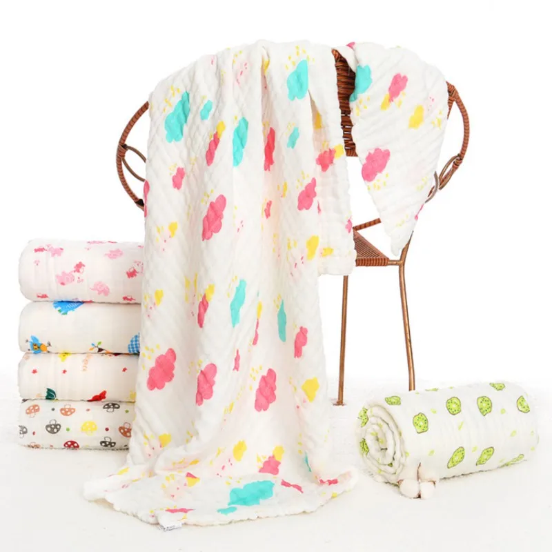 Хлопковые одеяла новорожденных пеленание ребенка принт шесть слоев Марли Нет люминесцентные плиссированные Сова Ванна Полотенца крышка