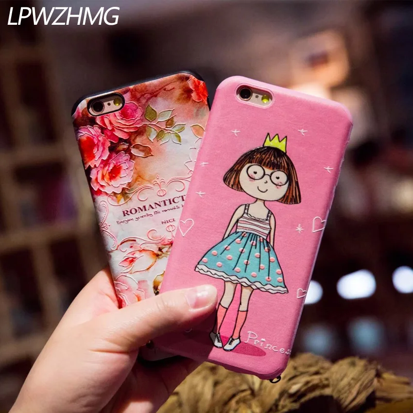LPWZHMG Cartoon Patterned 3D Relief Phone Case For iphone 6 6s Plus 7 Soft Silicone Back Cover Matte TPU Cases |