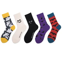 Harajuku летучая мышь носки "Призрак" для женщин и мужчин длинные хлопковые носки лодыжки унисекс повседневные Хэллоуин забавные носки теплые Calcetines Mujer