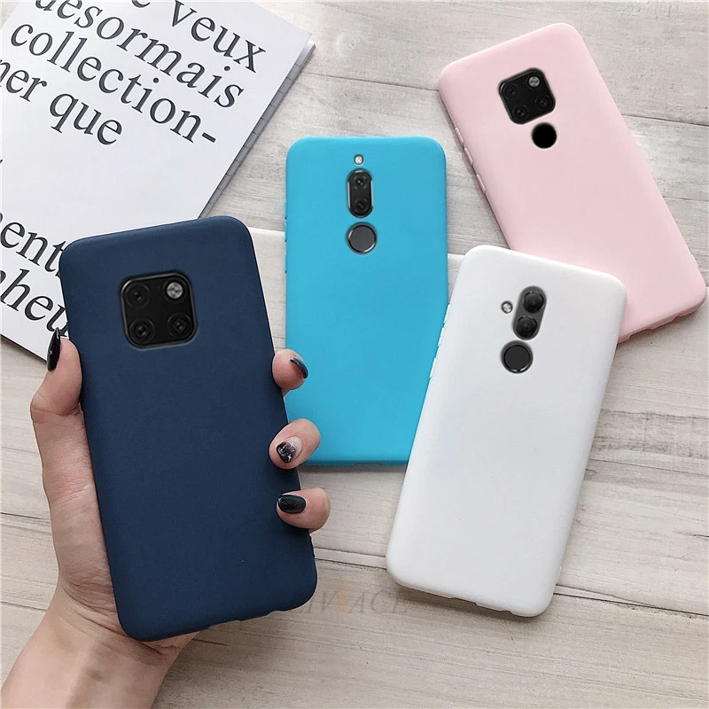 matte silicone phone case on for huawei mate 10 lite 20 lite mate20 mate10 lite 9 pro mate 30 candy color soft tpu back cover